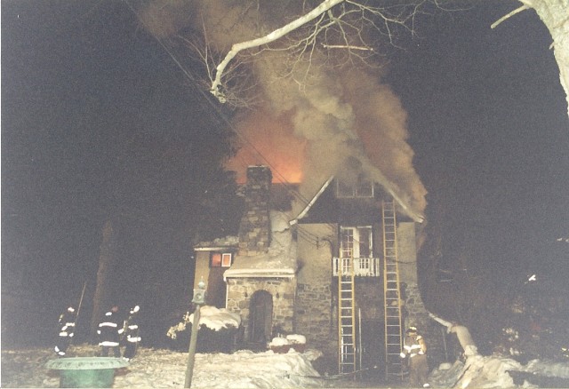 Mutual Aid to Somers. Structure fire January 2001.